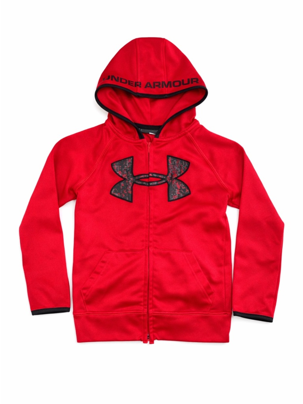 Under Armour Kids Red Black Hoodie Size 7 Youth Athletic Sweatshirt